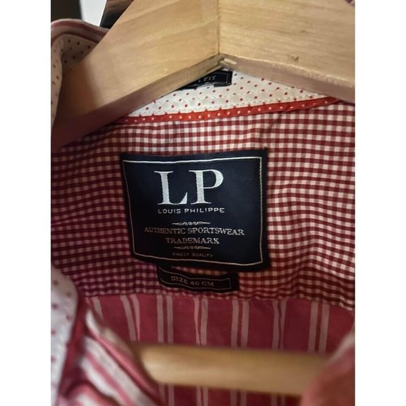 Louis Philippe Shirt Men’s 40CM Button Front Shirt LS Men's M Red Plaid Tailore - Picture 4 of 9